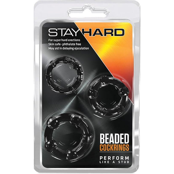 Stay Hard Beaded Cockrings - 3 Pack - Black