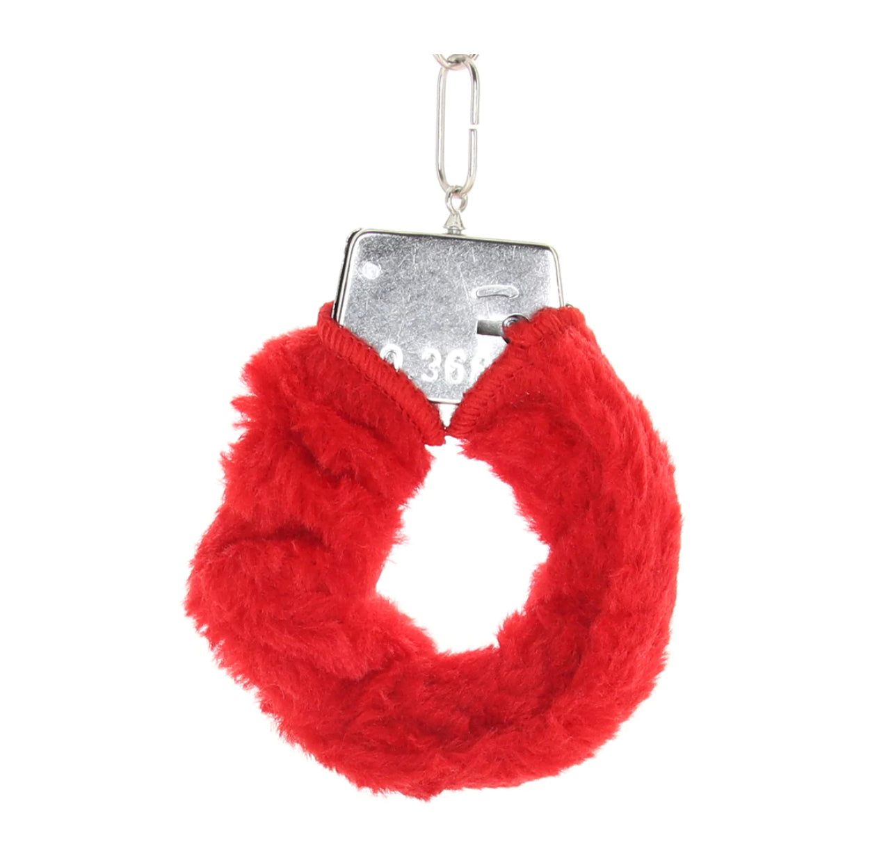 Playful Furry Cuffs with Keys in Red