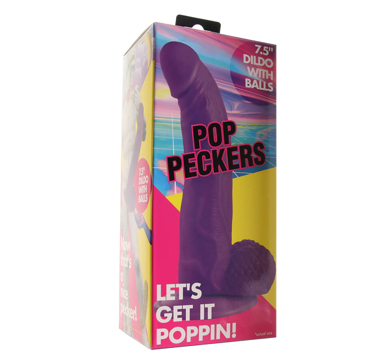 Pop Peckers 7.5 Inch Ballsy Dildo in Purple