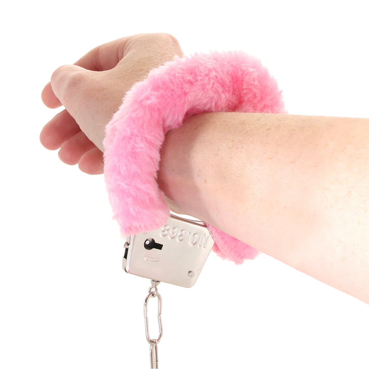 Playful Furry Cuffs with Keys in Pink