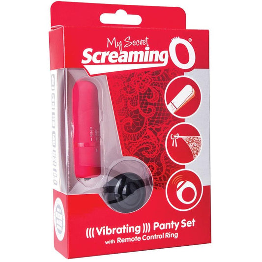 Screaming O My Secret Remote Vibrating Panty Set- Red