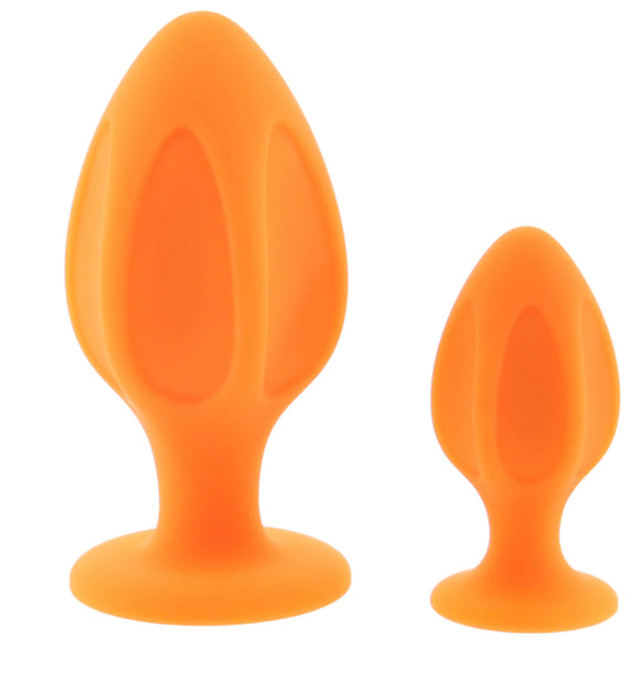 Cheeky Orange Textured Butt Plug Set