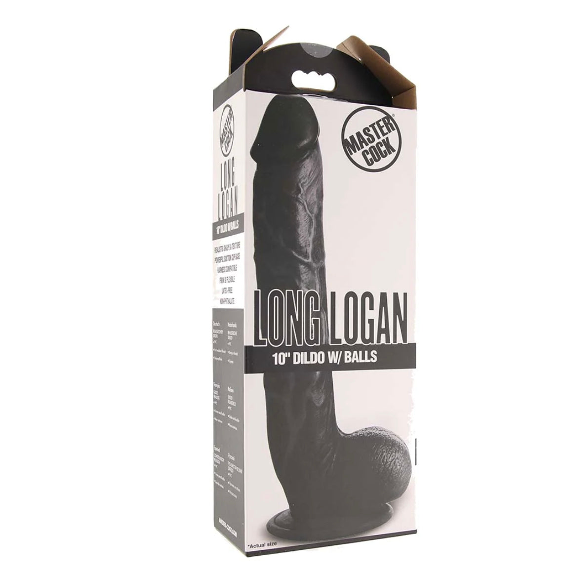 Master Cock Long Logan 10 Inch Ballsy Dildo in Black