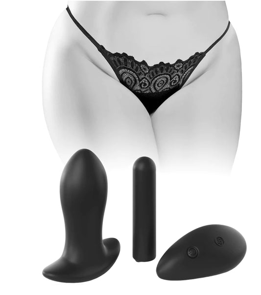 Hookup Remote Pleasure Plug with Peek-A-Boo Panty in OSXL